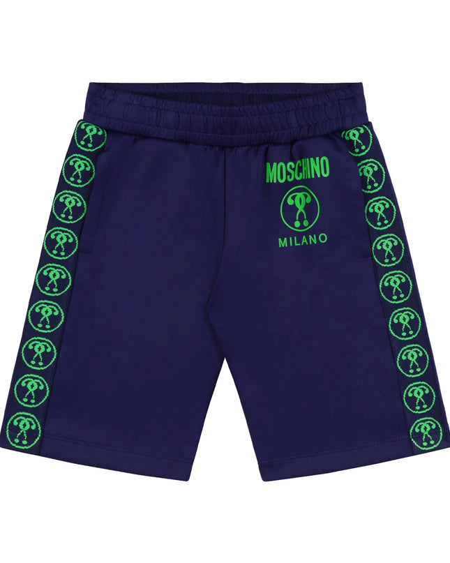moschino-Blue Monogram Tape Shorts-huq016-lda40-40016