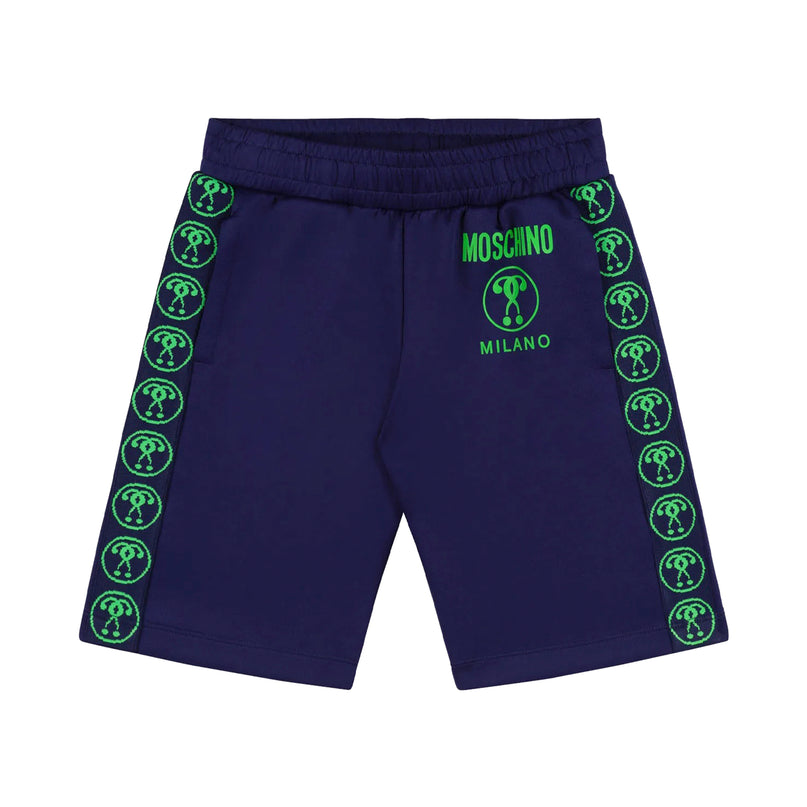 moschino-Blue Monogram Tape Shorts-huq016-lda40-40016