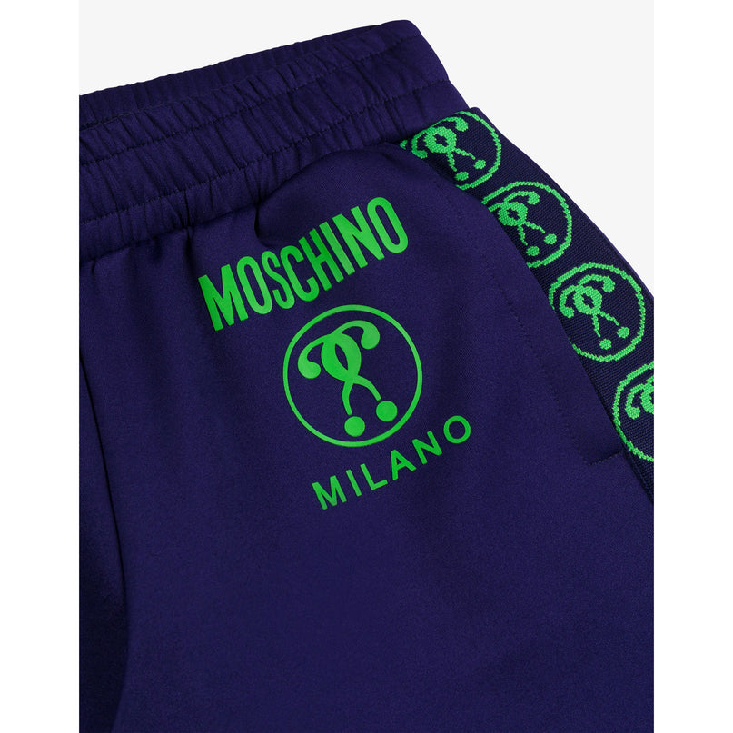 moschino-Blue Monogram Tape Shorts-huq016-lda40-40016