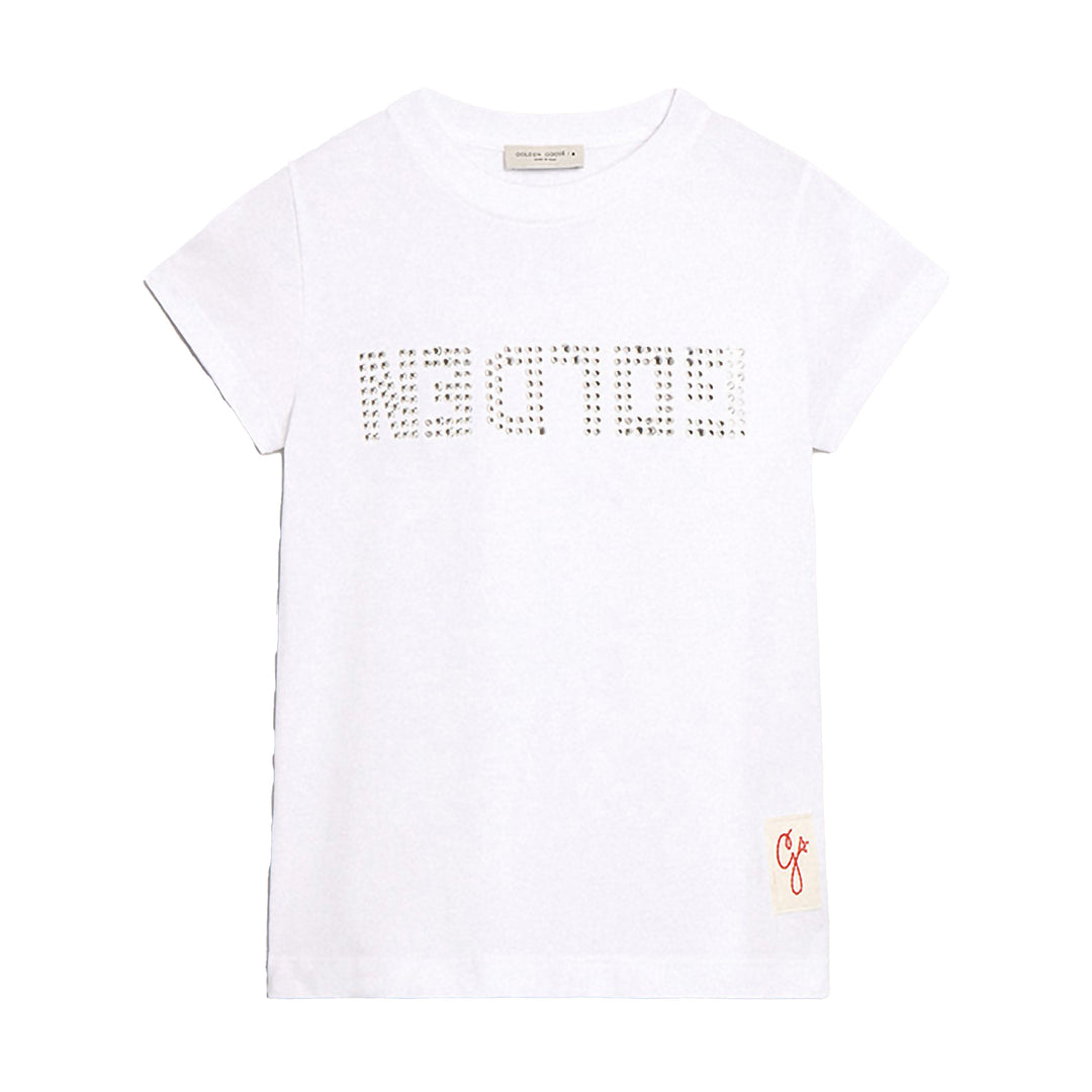 golden-goose-gyp01390-p001080-10100-White Glitter Logo T-Shirt