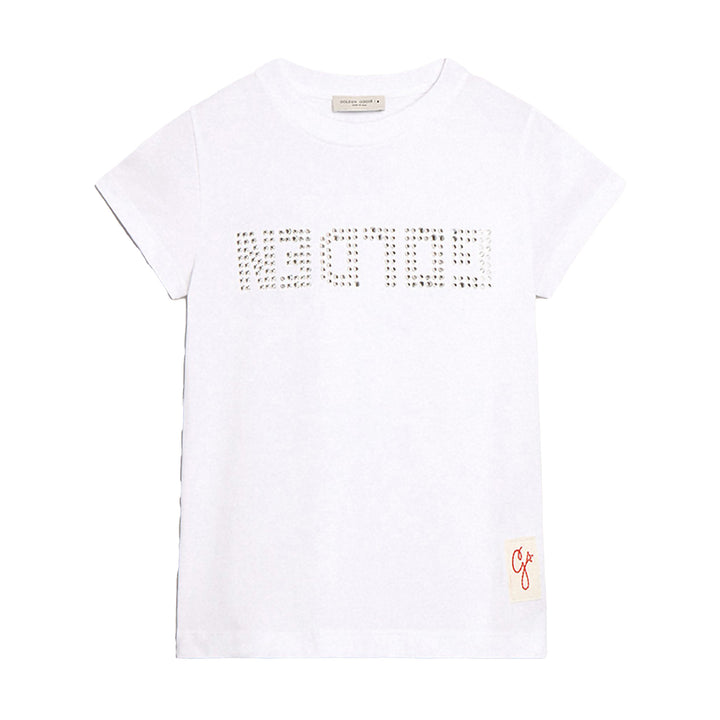 golden-goose-gyp01390-p001080-10100-White Glitter Logo T-Shirt