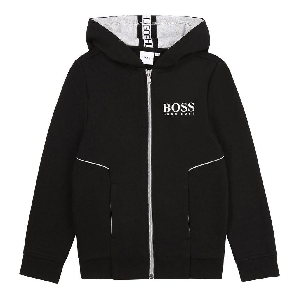 boss-Black Logo Zip-Up Jacket-j25j09-09b