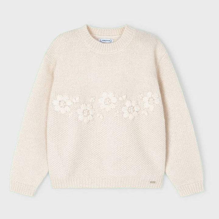 mayoral-Beige Daisy Knit Sweater-4301-67