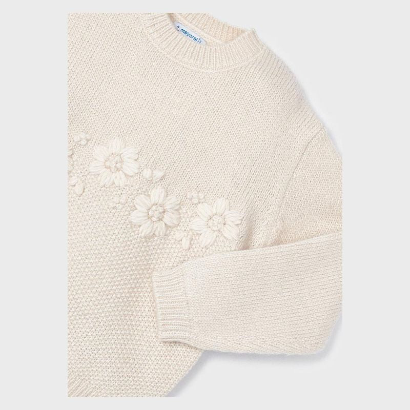 mayoral-Beige Daisy Knit Sweater-4301-67