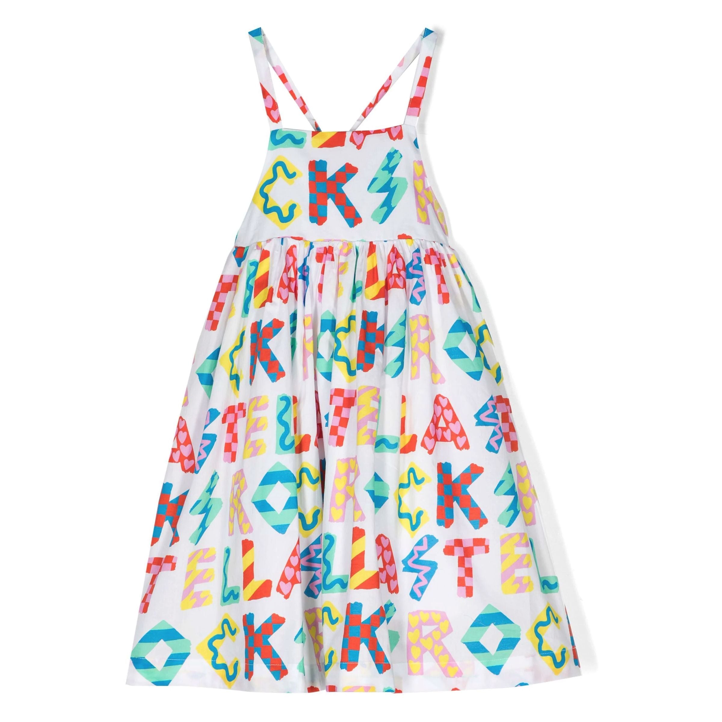 White Graphic Cotton Dress kids atelier