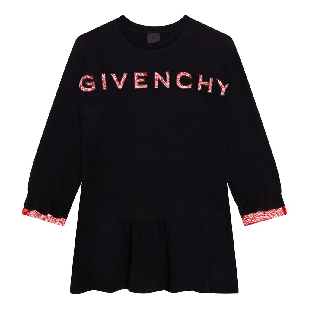 givenchy-h12220-09b-Teen Black Bandana Logo Dress