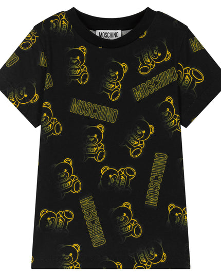 moschino-Black Teddy Bear Logo T-Shirt-hmm03u-lab55-84299