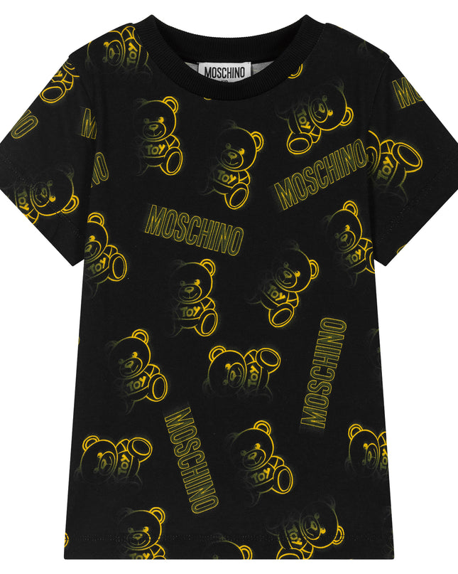 moschino-Black Teddy Bear Logo T-Shirt-hmm03u-lab55-84299