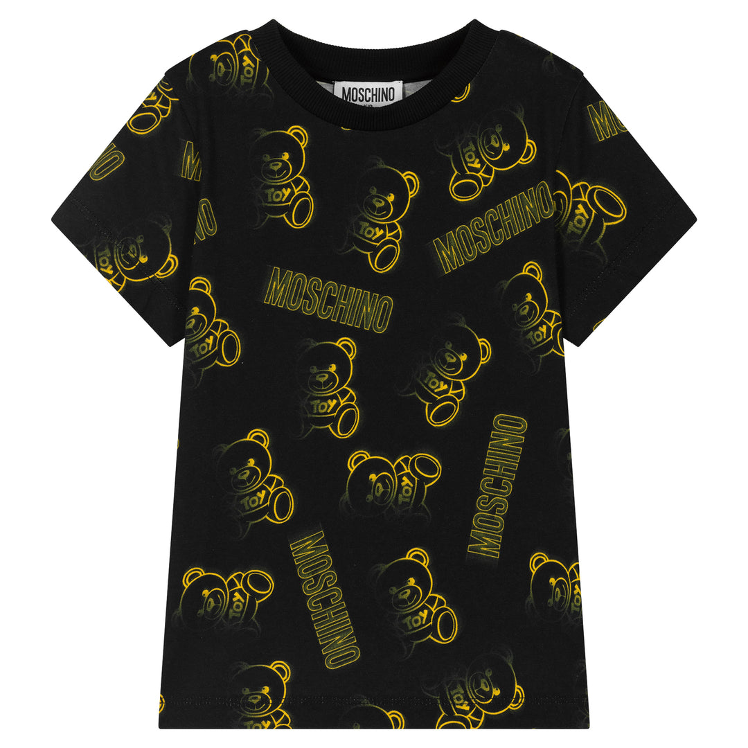 moschino-Black Teddy Bear Logo T-Shirt-hmm03u-lab55-84299