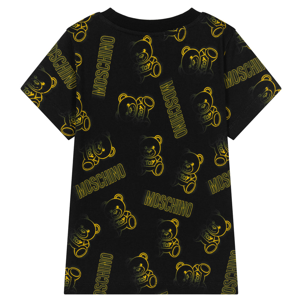 moschino-Black Teddy Bear Logo T-Shirt-hmm03u-lab55-84299