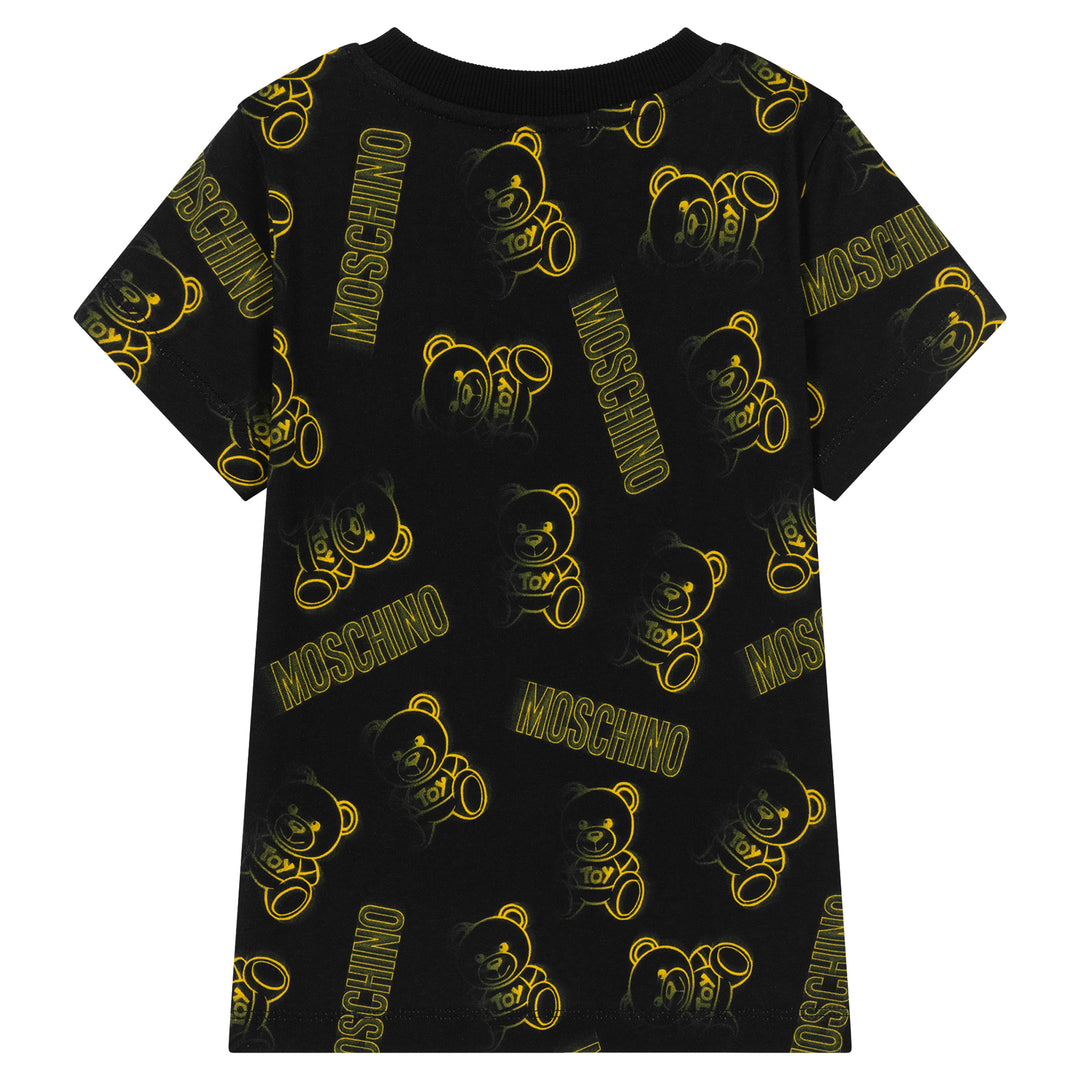 moschino-Black Teddy Bear Logo T-Shirt-hmm03u-lab55-84299