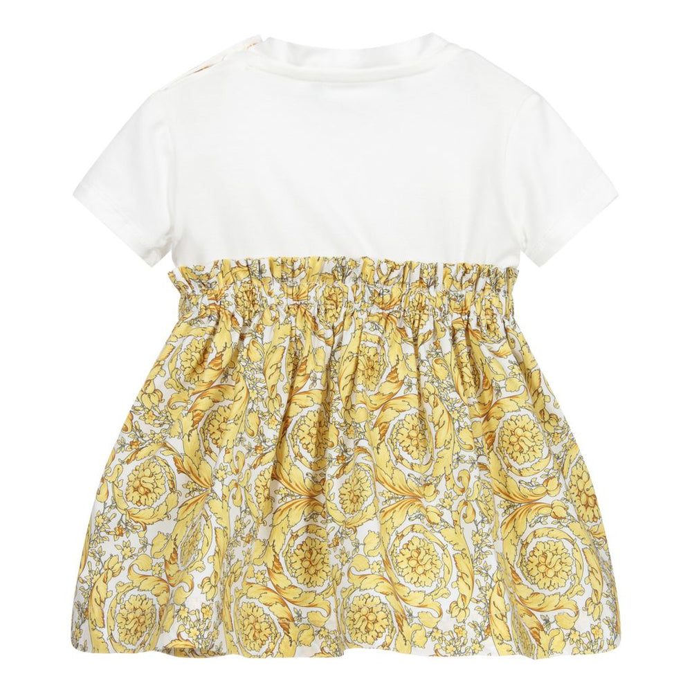versace-White & Gold Barocco Print Dress-1000292-1a00235-2w110