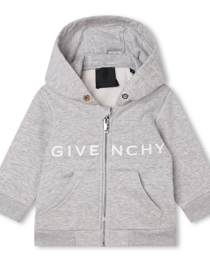 givenchy-h05279-a01-Gray Cotton Zip-Up Hoodie