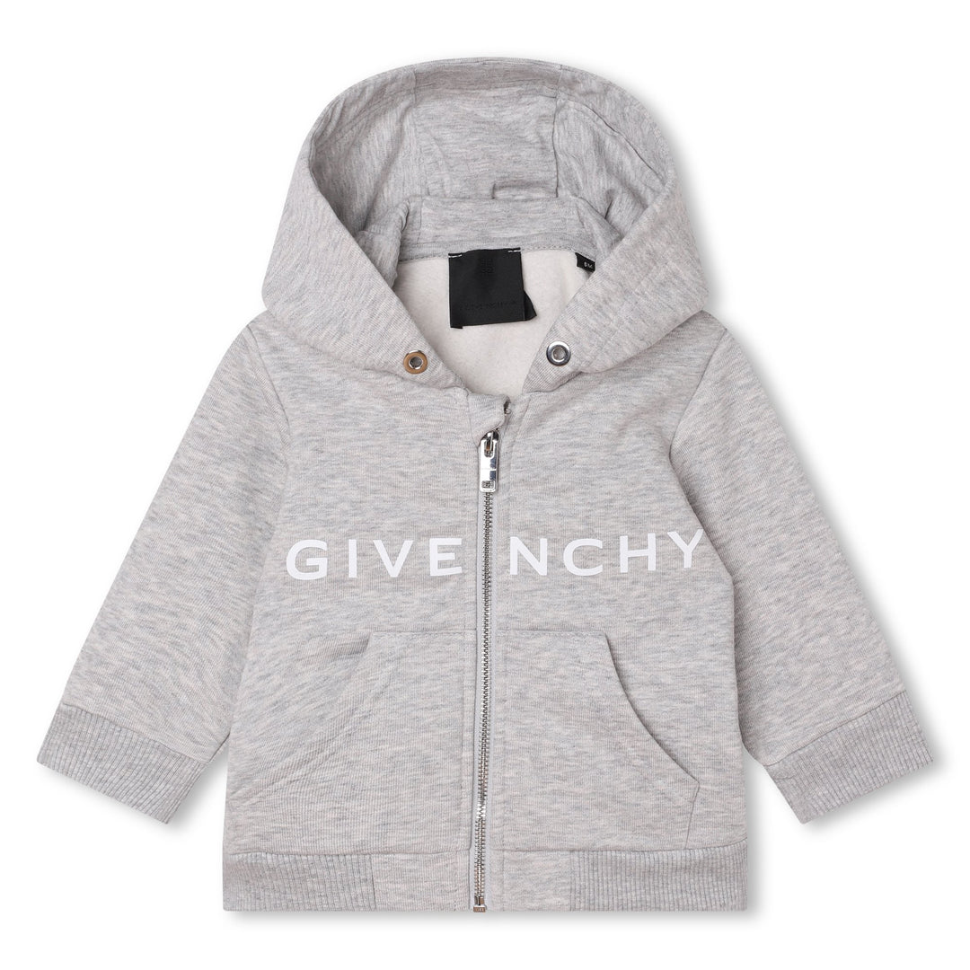 givenchy-h05279-a01-Gray Cotton Zip-Up Hoodie