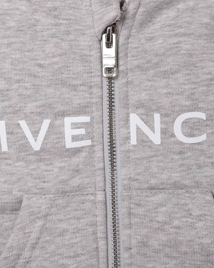 givenchy-h05279-a01-Gray Cotton Zip-Up Hoodie