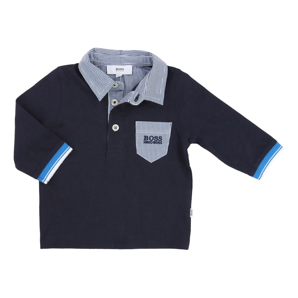 BOSS-LONG SLEEVE POLO-J05499-849 NAVY-Default-BOSS-kids atelier