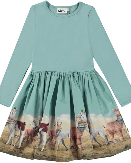 molo-Blue Cotton Llama Print Dress-2w23e228-3394