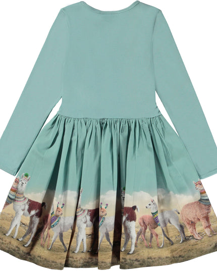 molo-Blue Cotton Llama Print Dress-2w23e228-3394
