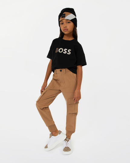 boss-j21287-09b-Black Knitted Beanie Hat
