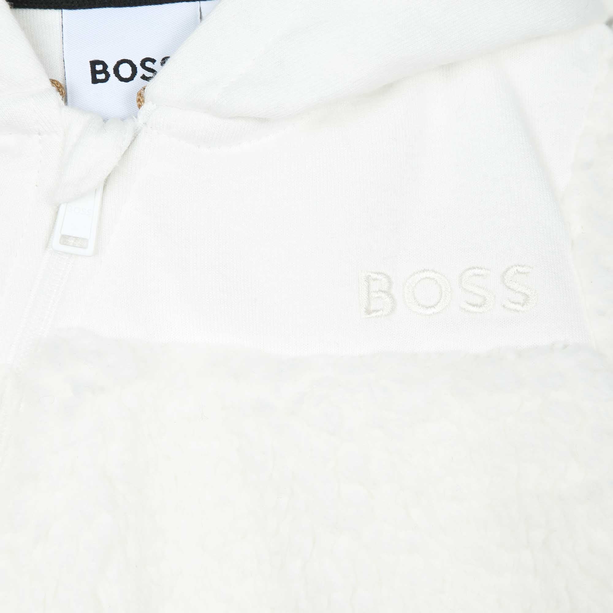 White Teddy Fleece Hooded Pramsuit kids atelier