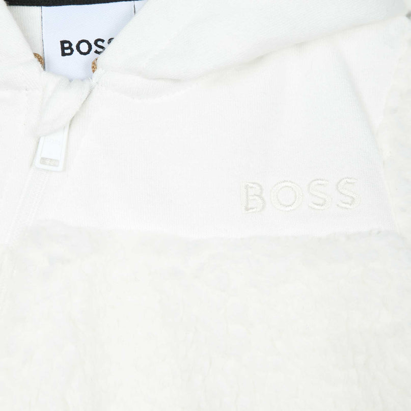 boss-j94358-117-White Teddy Fleece Hooded Pramsuit