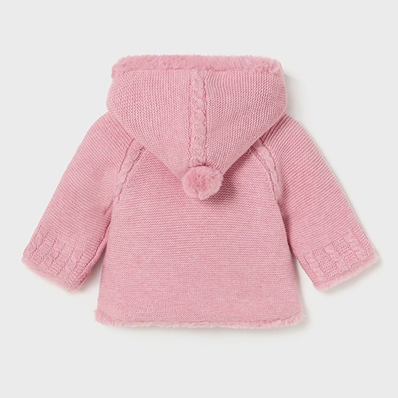 Pink Pom Knitted Hood Jacket