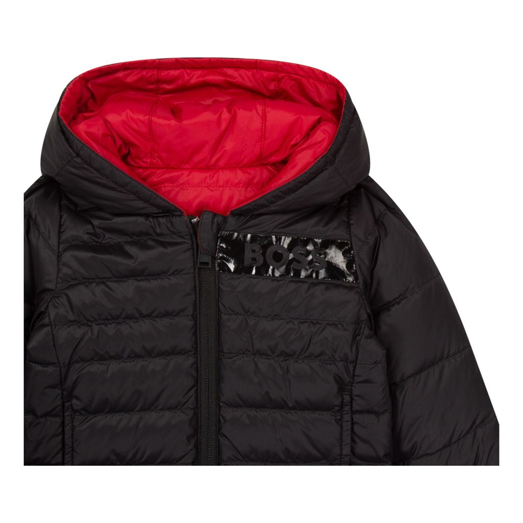 boss-Red & Black Reversible Hooded Puffer Jacket-j06254-99c
