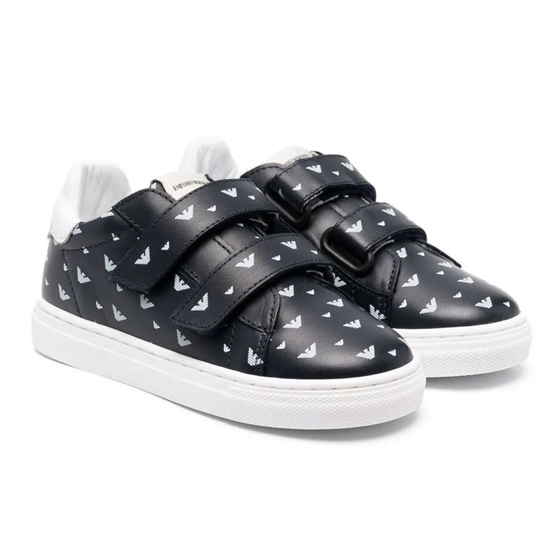 armani-Navy Logo Print Strap Sneakers-xmx016-xoi60-q948
