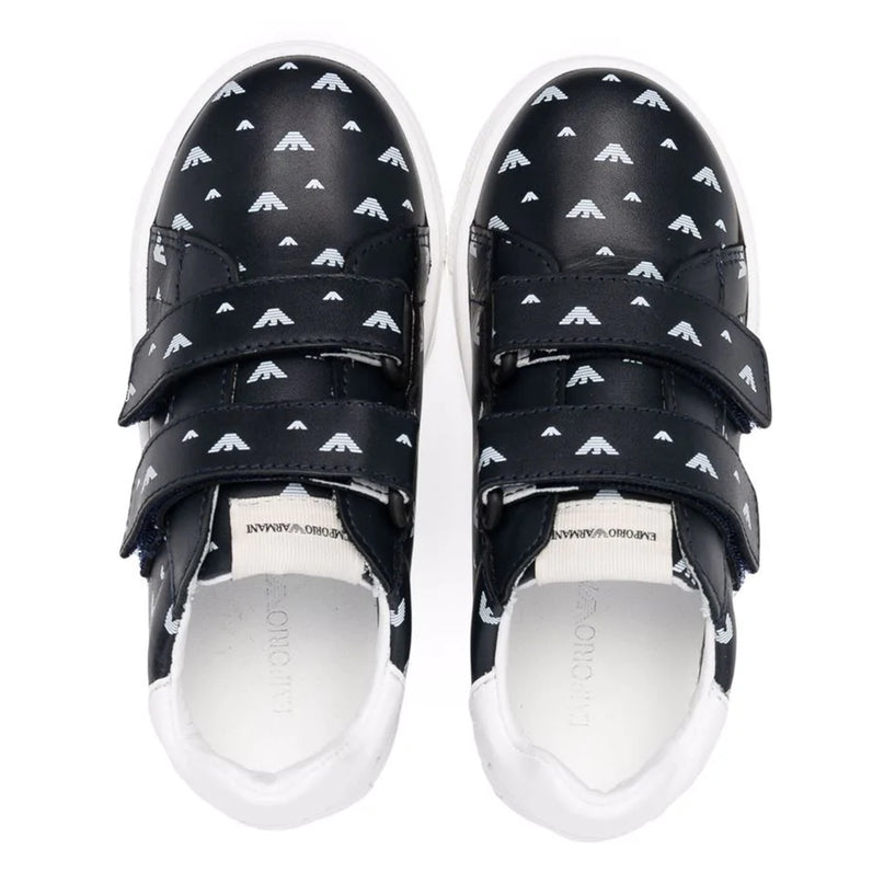 armani-Navy Logo Print Strap Sneakers-xmx016-xoi60-q948