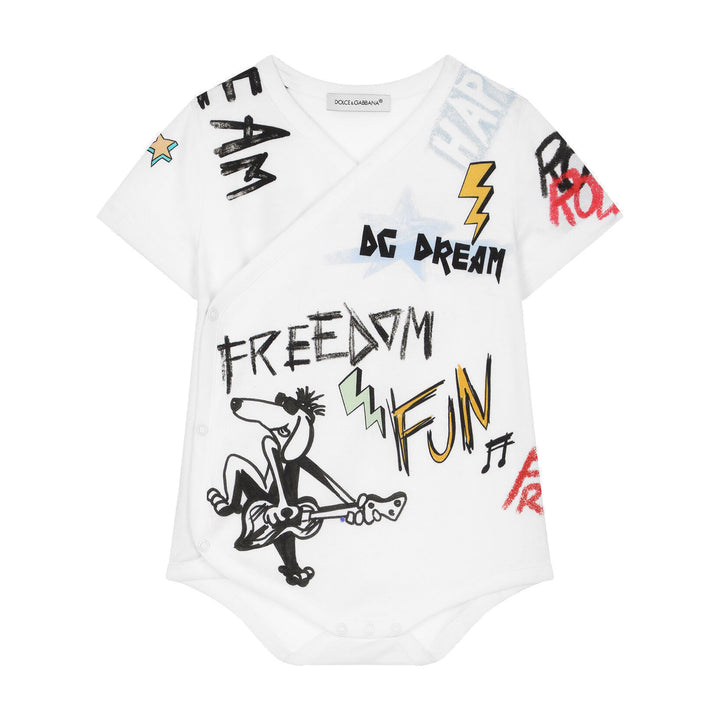 White Logo Babysuit