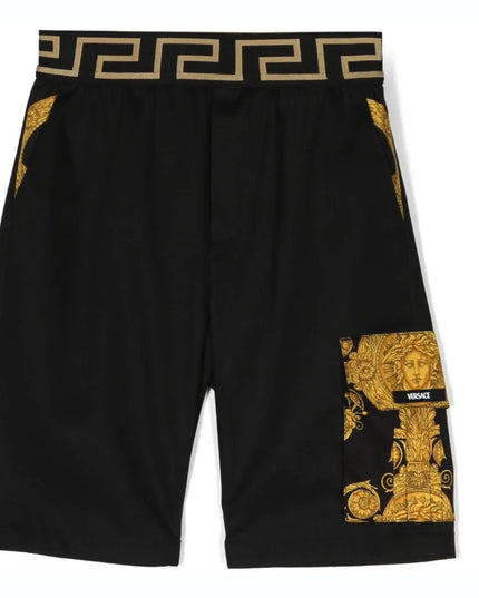 versace-Black Cotton Shorts-1010207-1a07424-2b130