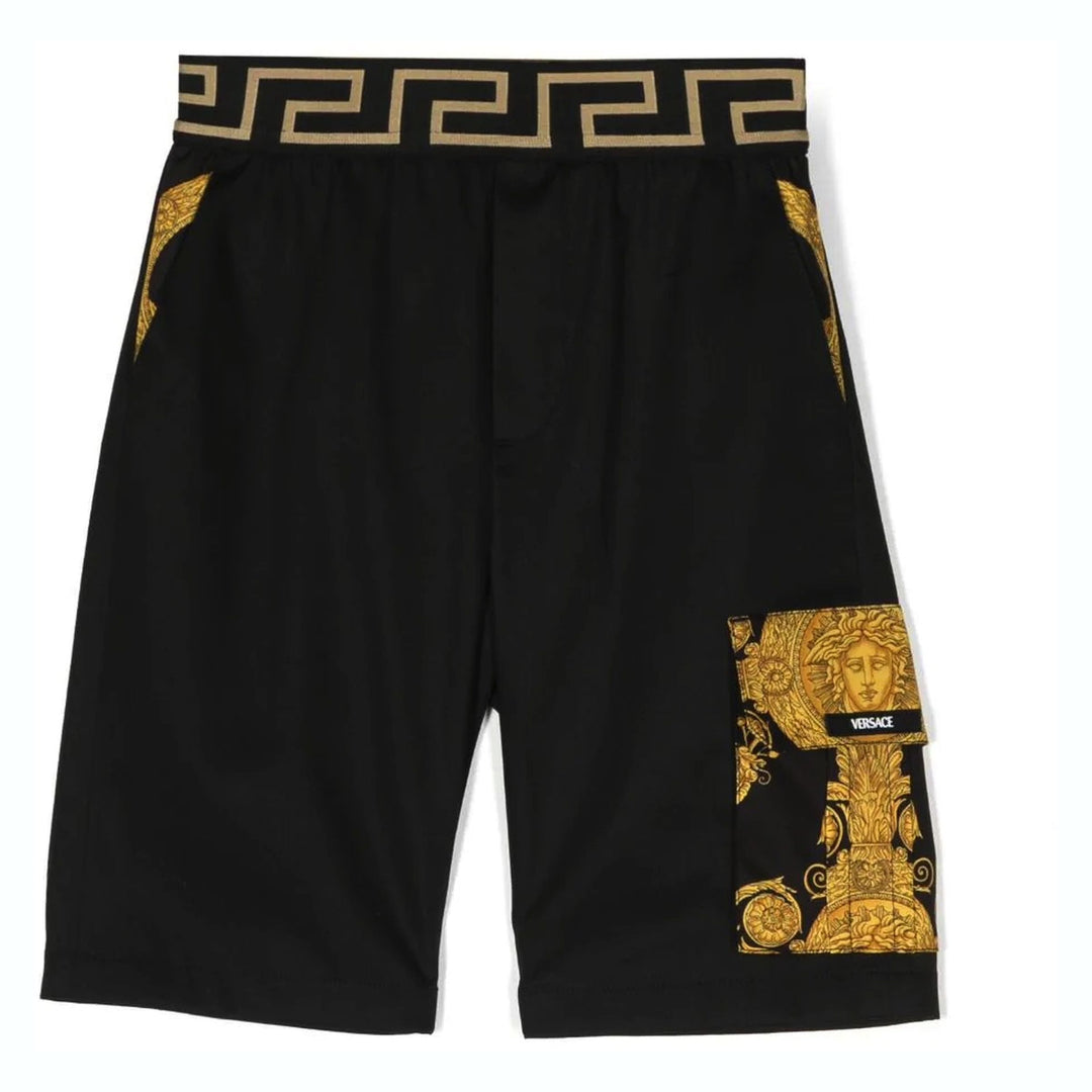 versace-Black Cotton Shorts-1010207-1a07424-2b130