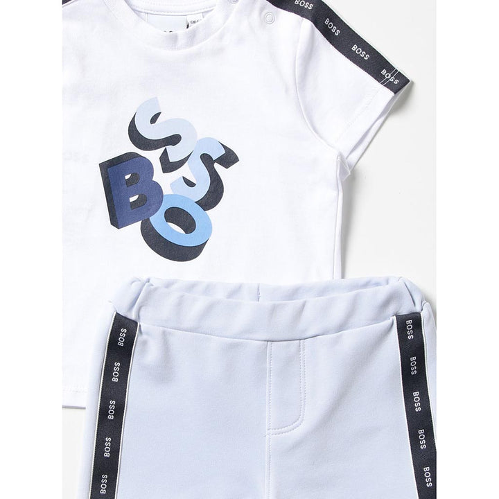boss-White & Blue Shorts & T-Shirt Set-j98353-10b