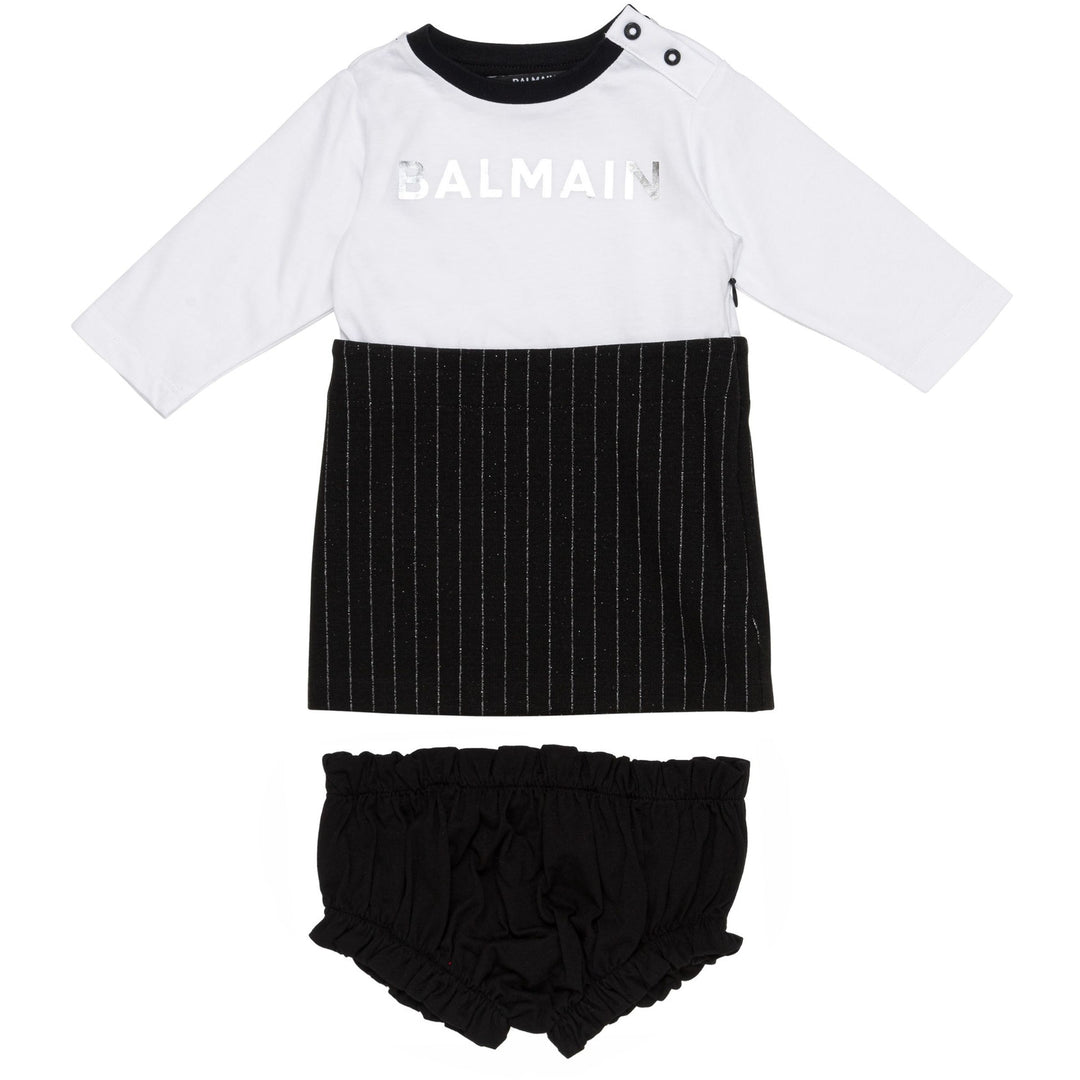 balmain-Black Logo Dress & Bloomers Set-bt1020-z1537-930bc