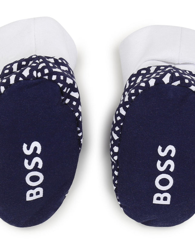boss-j98394-849-nb-Navy Blue Hat and Booties Set