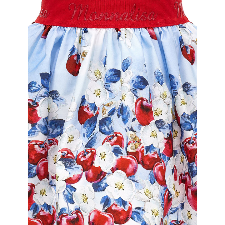 monnalisa-Blue Cherry All Over Print Skirt-11a700-1625-0052