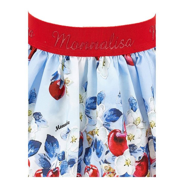 monnalisa-Blue Cherry All Over Print Skirt-11a700-1625-0052