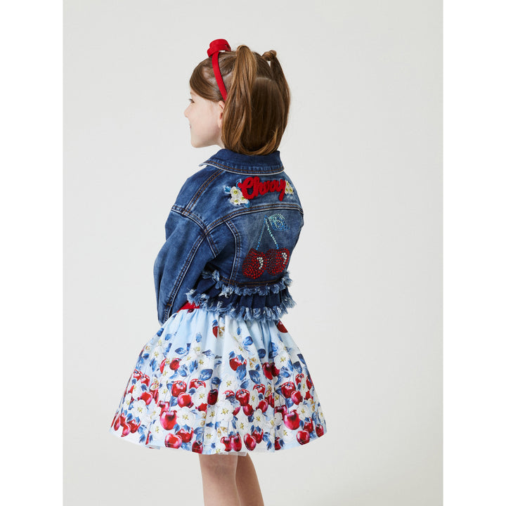 monnalisa-Blue Cherry All Over Print Skirt-11a700-1625-0052