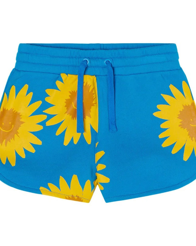 Blue & Yellow Sunflower Print Shorts