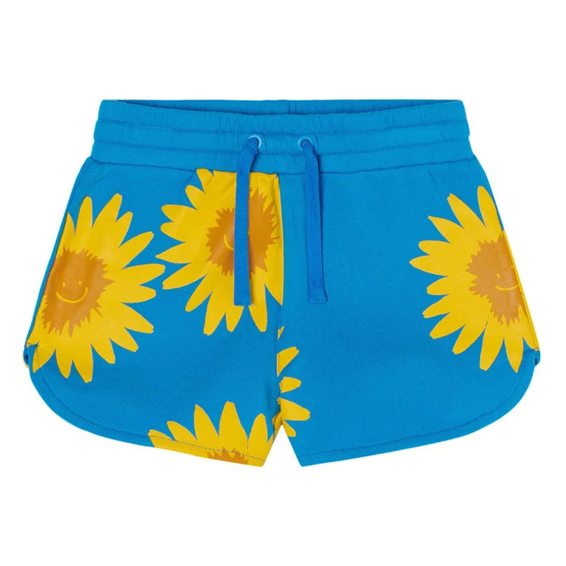 Blue & Yellow Sunflower Print Shorts