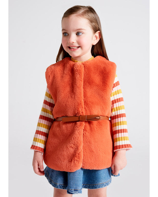 Orange Faux Fur Vest
