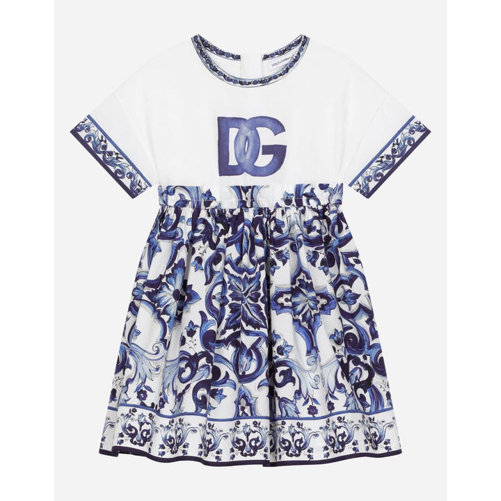dg-l2jdz1-g7e2h-ha3tn-Blue Printed Cotton Dress With Pants