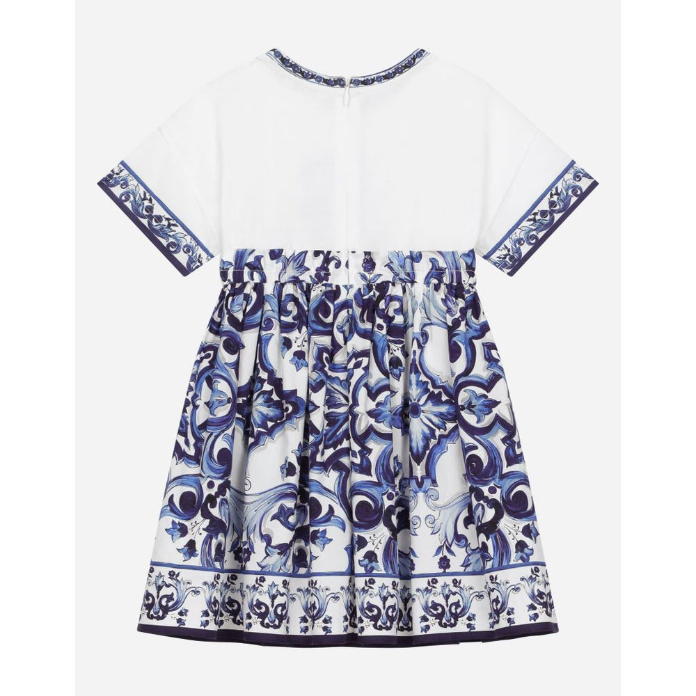 dg-l2jdz1-g7e2h-ha3tn-Blue Printed Cotton Dress With Pants