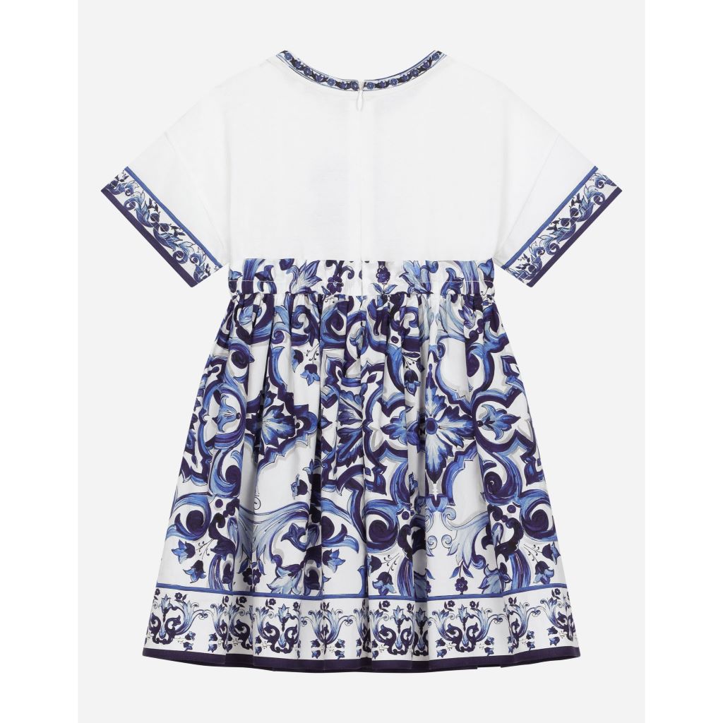 dg-l2jdz1-g7e2h-ha3tn-Blue Printed Cotton Dress With Pants