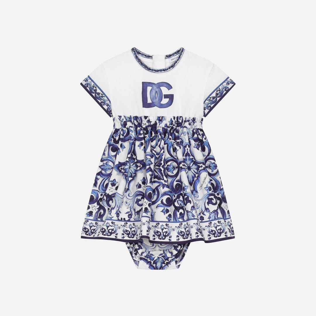 dg-l2jdz1-g7e2h-ha3tn-Blue Printed Cotton Dress With Pants
