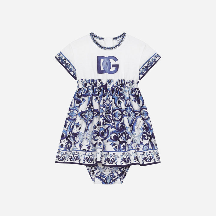 dg-l2jdz1-g7e2h-ha3tn-Blue Printed Cotton Dress With Pants