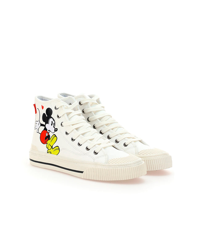 White Mickey Graphic High Top Sneakers