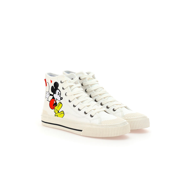 White Mickey Graphic High Top Sneakers