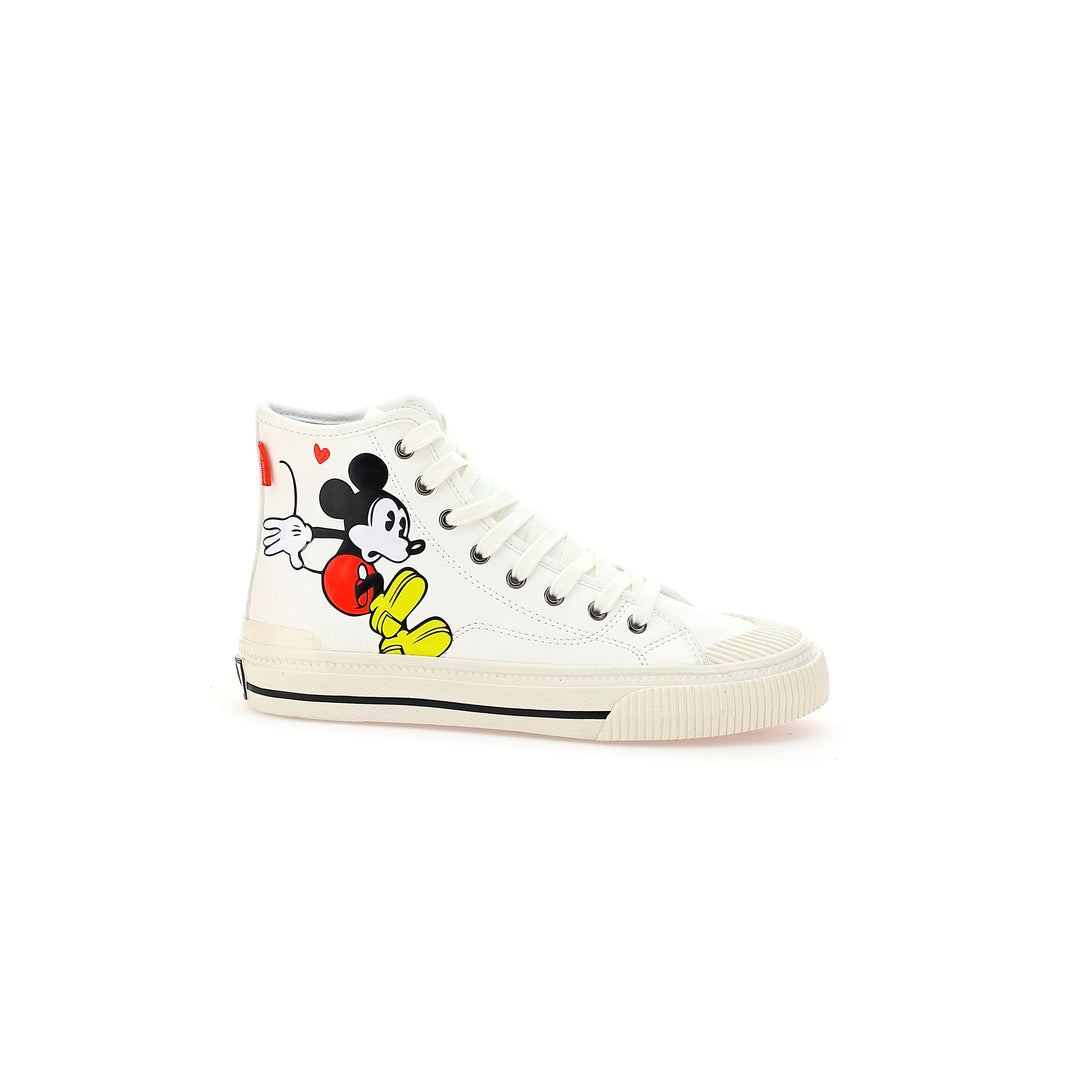 White Mickey Graphic High Top Sneakers