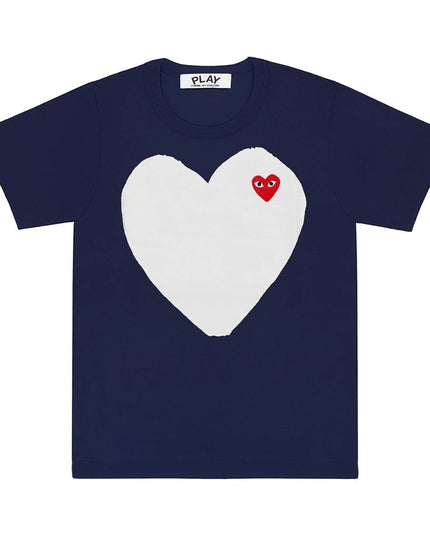 comme-des-garcons-Navy Heart Print T-Shirt-az-t183-051-1